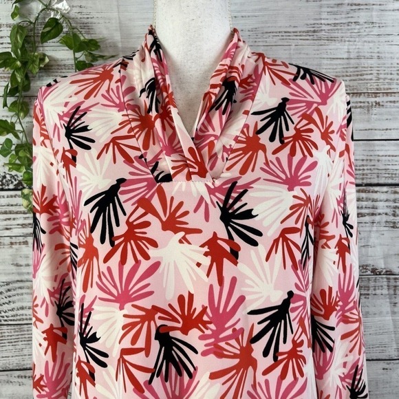Anne Klein Blouse Tunic size Small Pink Coral Stretch Modest Career Casual Slim - Picture 7 of 14